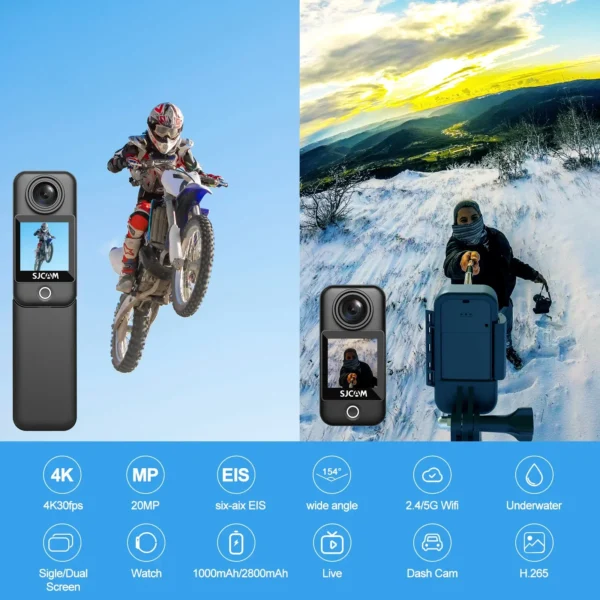 SJCAM C300 Pocket Action Camera 4K FHD With Long Battery Life Video 30M Waterproof 5G WiFi Camera Sport Action Cam - Image 2