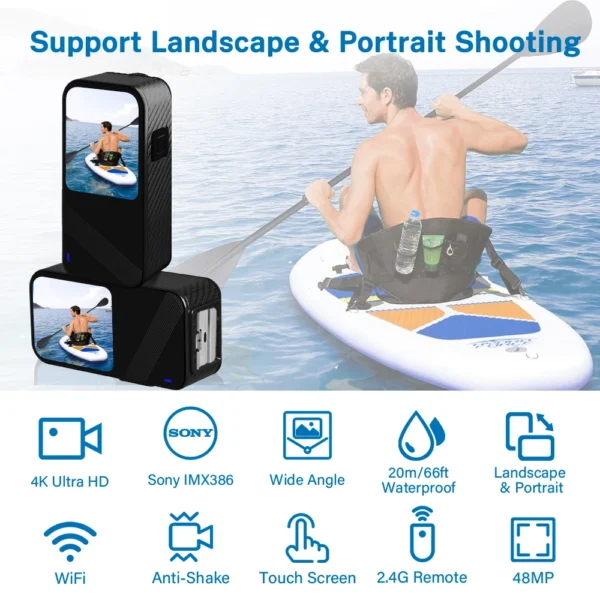 Deelife Ultra HD 4K 60FPS Action Camera 2.4G WiFi 170D Waterproof Video Recording Anti-Shake Sport Cameras with Remote Control - Image 2