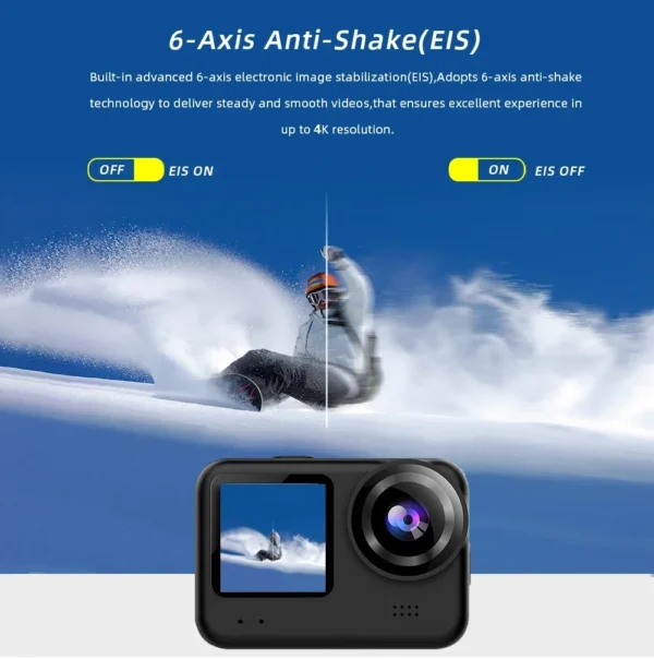 4K60FPS 20MP Action Camera 5M Body Waterproof EIS 170D DVR Sports Video Recording Dual Display 2" Touch Screen 1080P Webcam - Image 4